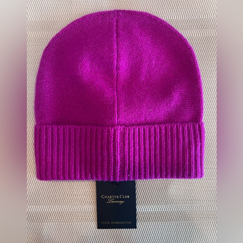 Cashmere Beanie - Magenta Pink Charter's Club